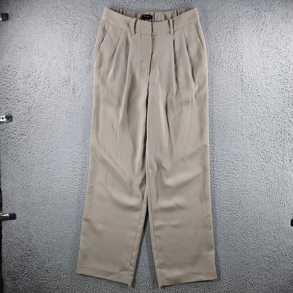 Quince Womens Pleated Wide Leg Trousers Tan Beige Recycled Polyester Size 4